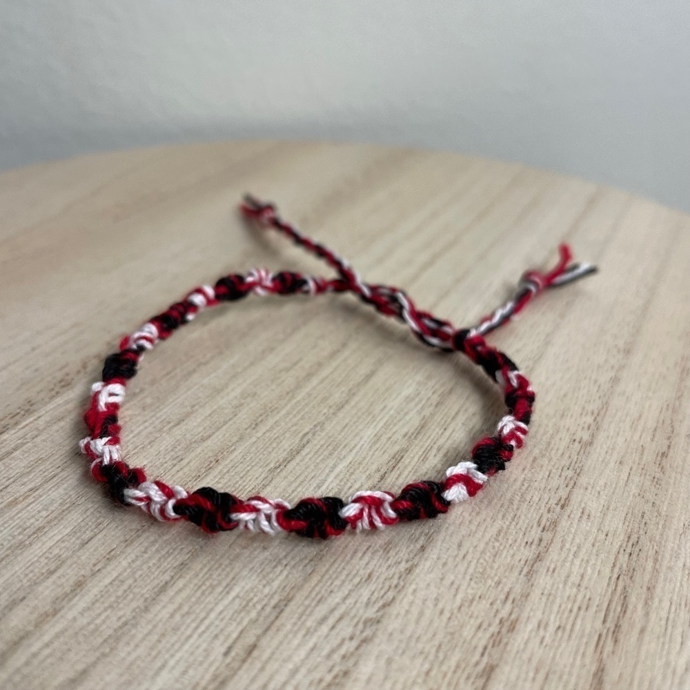 Red White and Black Woven Bracelet